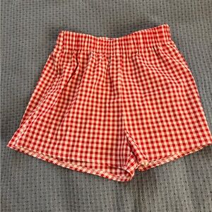 Red Gingham Elastic-Waist Women’s Shorts- Size Medium